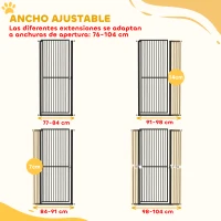 PawHut Barrera para Perros Extra Alta con Ancho Ajustable 77-104 cm Puerta para Perros con Extensiones y Puerta de Paso Negro(m-7)