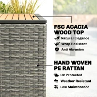 Outsunny Tuinbox 450 L polyrattan waterdicht opbergbox met FSC-houten deksel gasdrukveren voering(m-8)