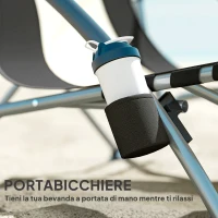 Outsunny Sedia da Spiaggia Pieghevole con Schienale a Rete e Portabicchieri, in Metallo e Tessuto Oxford, 58x55x62 cm, Nero(m-6)