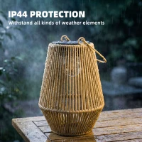 Outsunny Hanging Solar Lanterns, 2 Pack Rattan Solar Lights with Handle for Patio, Pathway, Terrace, Auto On/Off, Brown(m-7)