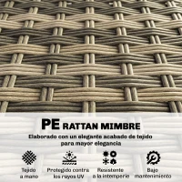 Outsunny Conjunto de Jardín Exterior de Ratán 5 Piezas con Cojines 2 Sillones de Esquina Sillón sin Brazos Reposapiés y Mesa(m-5)