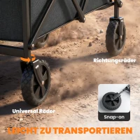 Outsunny Bollerwagen Faltbarer Handwagen mit Griff Verstellbarer Griffhöhe bis 68 kg Tragkraft für Sport Einkauf Camping Schwarz(m-7)