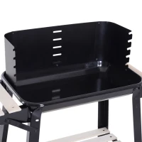 Outsunny Trolley Charcoal BBQ Barbecue Grill Outdoor Patio Garden Heating Smoker with Side Trays Storage Shelf and Wheels(m-18)