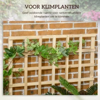 Outsunny Houten verhoogde plantenbak met klimrek, 3 niveaus, natuurlijk houten frame, voering van vliesstof, 95 x 95 x 110 cm(m-5)