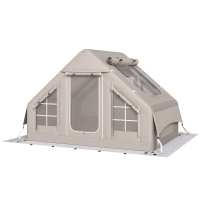 Outsunny Tente gonflable 5-8 personnes Montage rapide 8000 mm Imperméable & résistante au vent avec pompe Ouverture pour poêle Fenêtre de toit