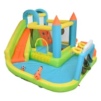 Château gonflable parc aquatique pour enfants, avec toboggan et pataugeoire, pour 3–10 ans, 360x320x200 cm, Multicolore(m-6)