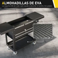 HOMCOM Carro de Herramientas con Ruedas Carro de Taller Móvil con Tapa Deslizante 2 Cajones con Cerradura Bandeja Negro(m-7)