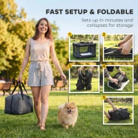 PawHut Soft Dog Crate Pet Travel Crate 60 x 42 x 43 cm with Removable Pad Mesh Window Army Green(m-4)