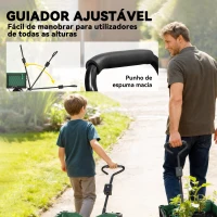 Outsunny Carro de Jardim com Rodas Grandes Alça Ajustável e Bolsa Impermeável Removível Carga 300 kg 105x51x54 cm Verde(m-6)