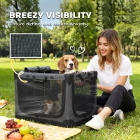 PawHut Soft Dog Crate Pet Travel Crate 76 x 54 x 54 cm with Removable Pad Mesh Window Army Green(m-6)