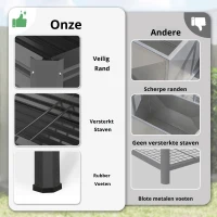 Outsunny Metalen hoogbed extra grote plantenbak met verstevigingsstangen en vliesstof, 180 x 55 x 80 cm Donkergrijs(m-8)