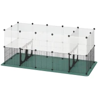 PawHut Pet Playpen with Waterproof Mat, DIY Small Animal Enclosure 34 Panels, Indoor/Outdoor Metal Pet Fence for Guinea Pigs(m-11)