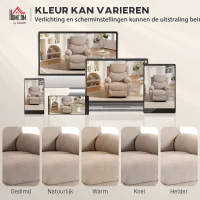 HOMCOM Handmatige relaxfauteuil, moderne fauteuil in linnenlook-stof met dikke vulling, gewatteerde armleuningen en voetensteun, Beige(m-7)