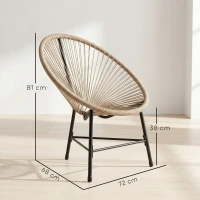 Outsunny Set 2 Sedie Acapulco in Rattan PE con Struttura Triangolare in Acciaio, 72x68x81 cm, Color Legno(m-3)