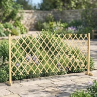 Outsunny Barieră extensibilă din lemn de brad 180 cm, bază stabilă, pentru interior exterior balcon grădină, 180x30x90cm, natural(m-6)