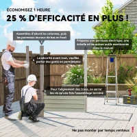 Outsunny Abri de jardin en métal 3 m² facile à monter, cabane de jardin structure en acier galvanisé améliorée gris clair(m-4)