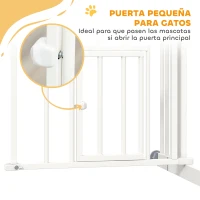PawHut Barrera de Seguridad para Perros 74-100 cm con Extensión Montaje a Presión Doble Bloqueo para Puerta Escalera Blanco(m-7)