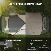 Outsunny Campingtent, 2 Ruimtes, Verwijderbare Scheidingswand, voor 6 Personen, Waterdicht, Donkergroen(m-4)