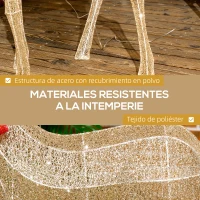 Outsunny Reno Luminoso de Navidad Decoración de Navidad con 137 LED Blanco Cálido Illuminación Navideña para Hogar Jardín Dorado(m-6)