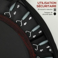 SPORTNOW Trampoline de fitness, Ø 102 cm, trampoline d'exercice, pieds antidérapants, cadre en acier, capacité de 100 kg, rouge(m-5)