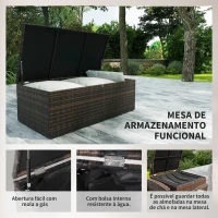 Outsunny Conjunto de Jardim Exterior de Vime 6 Peças Almofadas Sofá Duplo Sofá de 3 Lugares 2 Poltronas 2 Mesas Auxiliares Bege(m-7)