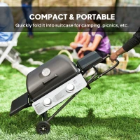 Grill gazowy 5,6 kW, 2 palniki, stół, kółka, mobilny(m-4)