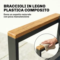 Outsunny Set 2 Sedie Giardino Impilabili con Seduta e Schienale Imbottiti, Grigio Scuro(m-8)