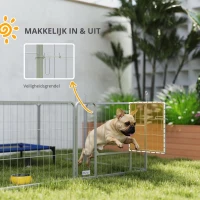 PawHut Huisdierenren, Hondenhek, Huisdierenspeelplaats, Flexibel Aanpasbaar, Roestvrij Staal(m-7)