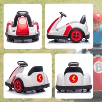 AIYAPLAY Carro bate-bate infantil 6V, rotação a 360°, carro de choque elétrico infantil com duplo motor, música e buzina(m-5)