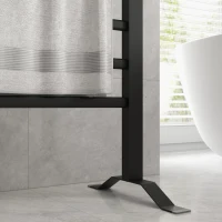 HOMCOM Sèche serviettes électrique, mural ou sur pied, 8 barres, minuterie 2/4 heures, alliage d'aluminium, 53x35x90cm, noir(m-9)