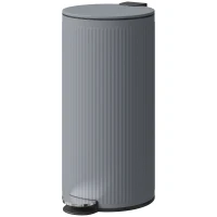 HOMCOM Cubo de Basura Cocina 30L con Pedal Tapa de Cierre Suave y Cubo Extraíble para Dormitorio Oficina Estudio Salón Gris(m-11)