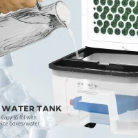 HOMCOM Răcitor de Aer Portabil 4-în-1 de 10L cu Umidificator, Sistem de Răcire, Timer 8 Ore, Telecomandă, pentru Încăperi de până la 20㎡, 60W, ABS, Alb și Negru, 38,2 x 31,6 x 76 cm(m-4)