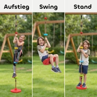 AIYAPLAY Kletterseil Schaukel Baum Kinderschaukel mit Plattform Scheibenschaukel Sitz Outdoor Spielset für 3-8 Jahre Kinder Rot(m-4)