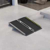 HOMCOM Rampe de fauteuil roulant pliable rampe de chargement sablage antidérapante en alliage d'aluminium 91 x 73,6 cm noir(m-6)