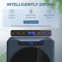 HOMCOM 5kg Ablufttrockner, 1000W Kompakter freistehender Frontlader-Wäschetrockner mit Edelstahltrommel, Timer, Blau(m-4)