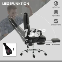 Vinsetto Verstellbarer Bürostuhl mit 6 Massagepunkten, Wärmefunktion, Fußstütze, Kunstleder, Schwarz(m-6)
