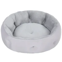 PawHut Cama para gato reversible, cama para gatos de interior y perros pequeños, cama redonda con borde de soporte, gris claro(m-8)