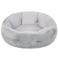 PawHut Cama para gato reversible, cama para gatos de interior y perros pequeños, cama redonda con borde de soporte, gris claro