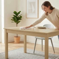 HOMCOM Mesa de comedor de diseño moderno bicolor con gran tablero 4-6 personas en madera dim. 119L x 70l x 75H cm(m-5)