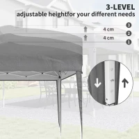 Outsunny 3 x 3 m Garden Pop Up Gazebo Marquee Party Tent Wedding Canopy, Height Adjustable with Carrying Bag, Grey(m-7)
