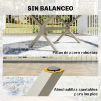 Outsunny Mesa de Comedor Exterior Extensible 154/214 cm para 8-10 Personas de Aluminio Acero con Tapa Imitación Madera Gris(m-6)