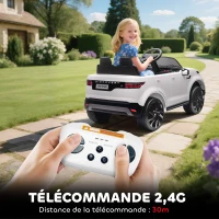 AIYAPLAY Voiture électrique enfant véhicule électrique Land Rover Discovery 12V télécommande 2,4 G 2 moteurs 105x68,5x58cm blanc(m-7)