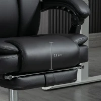 Vinsetto Verstellbarer Bürostuhl mit 6 Massagepunkten, Wärmefunktion, Fußstütze, Kunstleder, Schwarz(m-9)