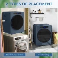 HOMCOM 5kg Ablufttrockner, 1000W Kompakter freistehender Frontlader-Wäschetrockner mit Edelstahltrommel, Timer, Blau(m-7)