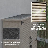 Outsunny Armoire de jardin remise pour outils en bois 2 étagères toit bitumé portes persiennes verrouillable 75 x 50 x 118(m-5)