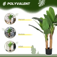 HOMCOM Plante artificielle intérieure 120 cm bananier en pot décoration pour maison, bureau, salon, chambre(m-5)