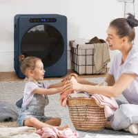 HOMCOM 5kg Ablufttrockner, 1000W Kompakter freistehender Frontlader-Wäschetrockner mit Edelstahltrommel, Timer, Blau(m-8)