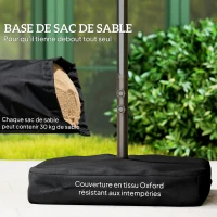 Outsunny Parasol de jardin exterieur parasol double rectangulaire 4,6L x 2,7l x 2,4H m avec ouverture fermeture manivelle, sacs de lestage et base inclus, pour balcon, piscine, gris(m-6)