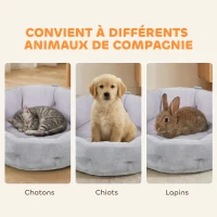 PawHut Lit pour chat réversible, lit pour chats d'intérieur et petits chiens, lit rond avec rebord de soutien, gris clair(m-7)