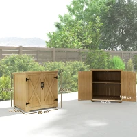 Outsunny Armoire de rangement en bois pour le jardin, Double Porte étagère réglable et Toit bitumé bois sapin(m-3)